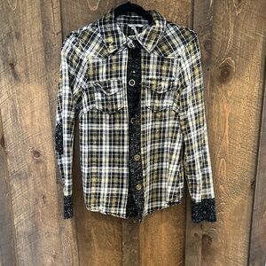 BKE Black and White Plaid Shirt